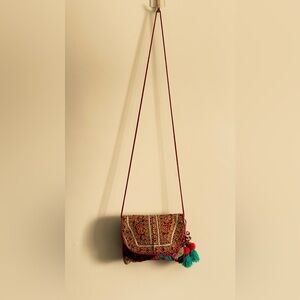 Bohemian Embroidered Crossbody Bag with beautiful tassels 10”x12”